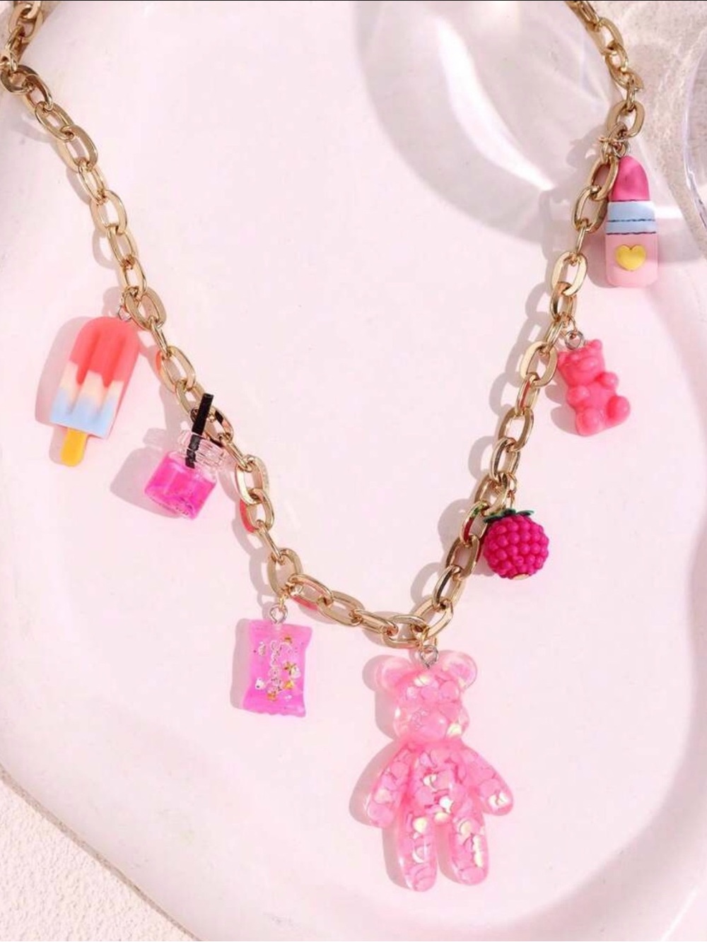 #5 Neck-mess With Cute Bear Charm NWT